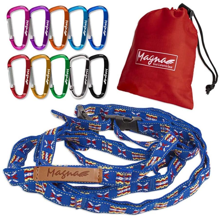 ハンギングチェーン カラビナ 10個付き デイジーチェーン キャンプ の小物整理に 250cmタイプ 青色 | 