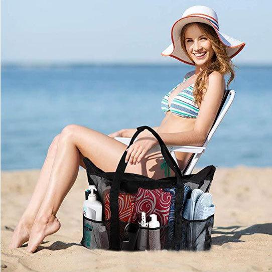 折ジワありの為大幅値下げ！トート メッシュ プール たっぷり収納 レディース 大容量 アウトドア 軽量 ブラック |  | 01