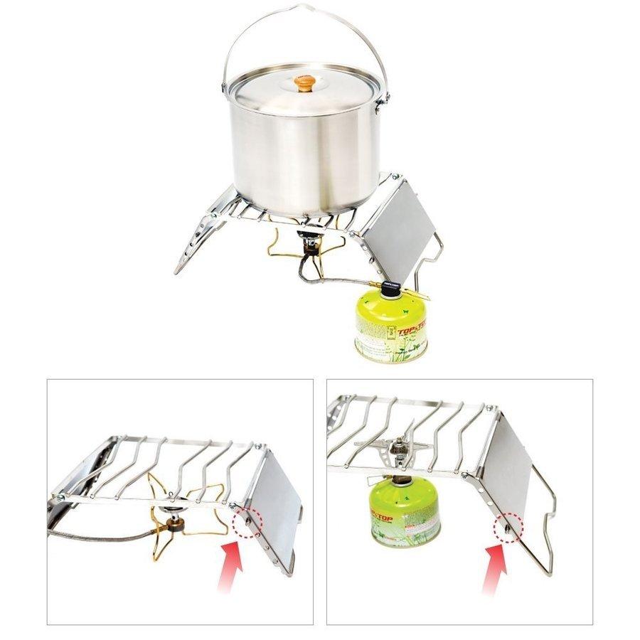 クッカースタンド 五徳 5段階 調整可能 アウトドアに便利な 風防付き