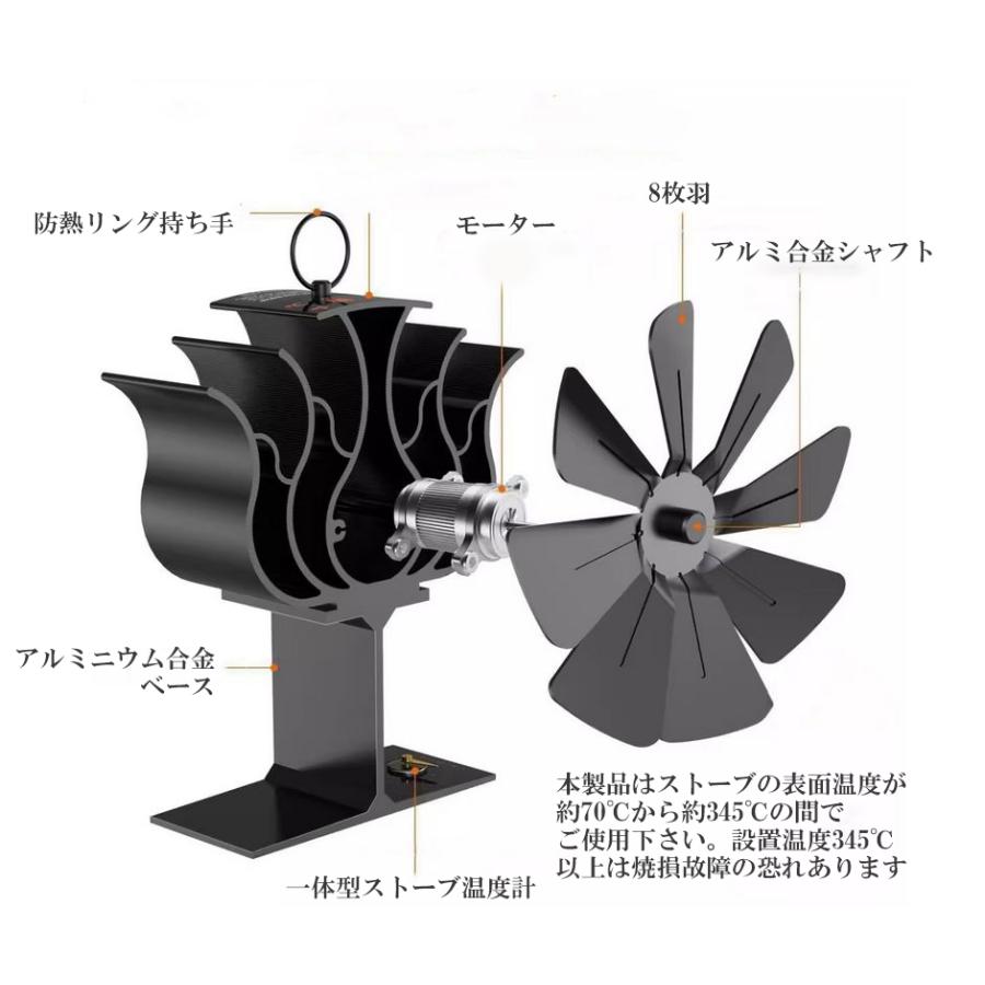 MAGNA(マグナ）8枚羽 ストーブファン 小型 薪ストーブファン 石油ストーブファン 日本語取扱説明書 ブラック |  | 04