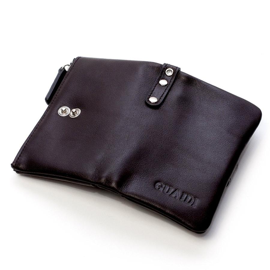 GUAIDI 本革 牛革 キーケース 小銭ポケット付き 6連 スマート