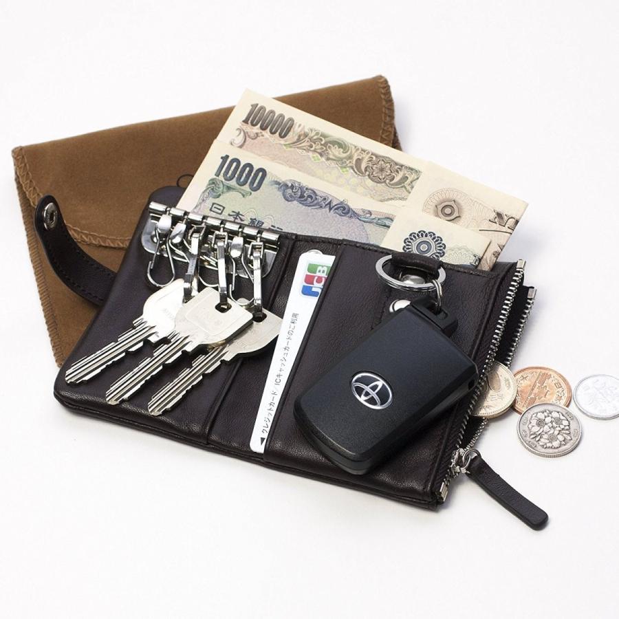 GUAIDI 本革 牛革 キーケース 小銭ポケット付き ６連 スマートキーケース ブラウン |  | 04