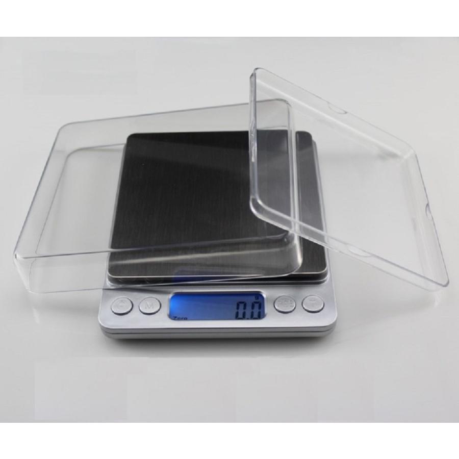 デジタルスケール　0.1g~3kg　コンパクトですっきりデザイン　便利な小物入れ付き 単4電池 2本付 |  | 01