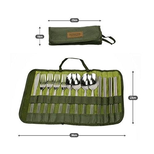NOMADE アウトドア スプーン 箸 フォーク セット 4人用 コンパクト 収納 ナイフ 1個 カラビナ1個 |  | 03