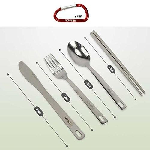 NOMADE アウトドア スプーン 箸 フォーク セット 4人用 コンパクト 収納 ナイフ 1個 カラビナ1個 |  | 04