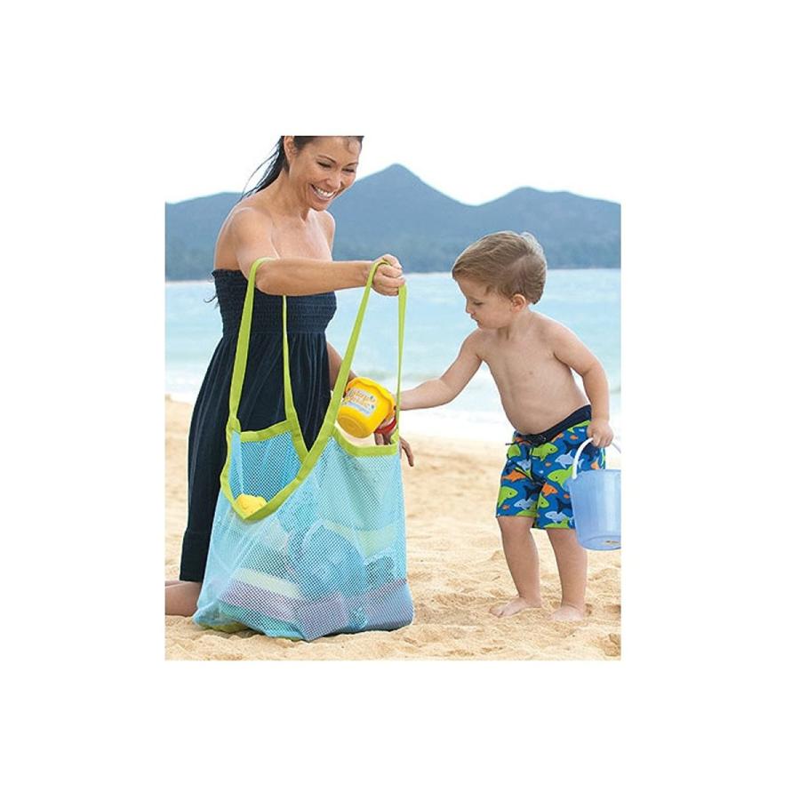 ビーチバッグ　収納バッグ　ビーチメッシュバッグ　おもちゃ入れ袋 お砂場バッグ (ブルー) | 