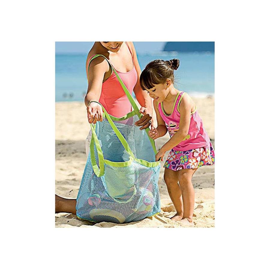 ビーチバッグ　収納バッグ　ビーチメッシュバッグ　おもちゃ入れ袋 お砂場バッグ (ブルー) |  | 01