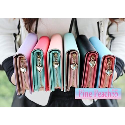 ハート モチーフ ラウンド ファスナー 大きめ バイカラー 大人 パステル カラー キュート かわいい レディース ロング ウォレット 長財布 |  | 02