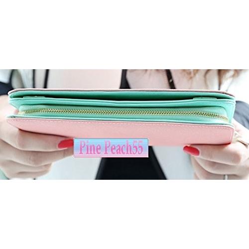 ハート モチーフ ラウンド ファスナー 大きめ バイカラー 大人 パステル カラー キュート かわいい レディース ロング ウォレット 長財布 |  | 04