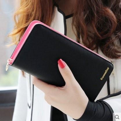 Kqueenstar かわいい バイカラー ウォレット 長財布 レディース たくさんカードが入る 大容量 小銭入れ お財布 財布 ポーチ ラウンドファスナー ブラック Y イクシル 通販 Yahoo ショッピング