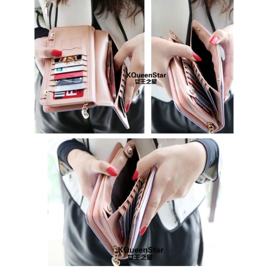 KQueenStar かわいい バイカラー ウォレット 長財布 レディース たくさんカードが入る 大容量 小銭入れ お財布 財布  ポーチ ラウンドファスナー ブラック |  | 04