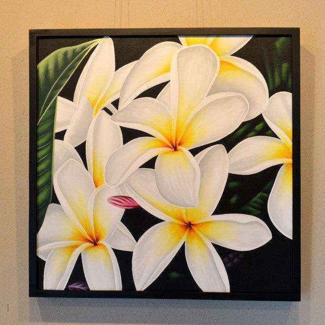 バリアート 絵画プルメリア ハワイアン アジアンインテリアフランジパニ絵