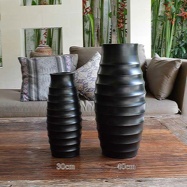 アジアン バリ インテリア フラワーベース 花瓶 木製 花器 黒 ブラック 鉢 おしゃれ モダン チーク 40cm C Fb 007 Asian Interior Store 通販 Yahoo ショッピング