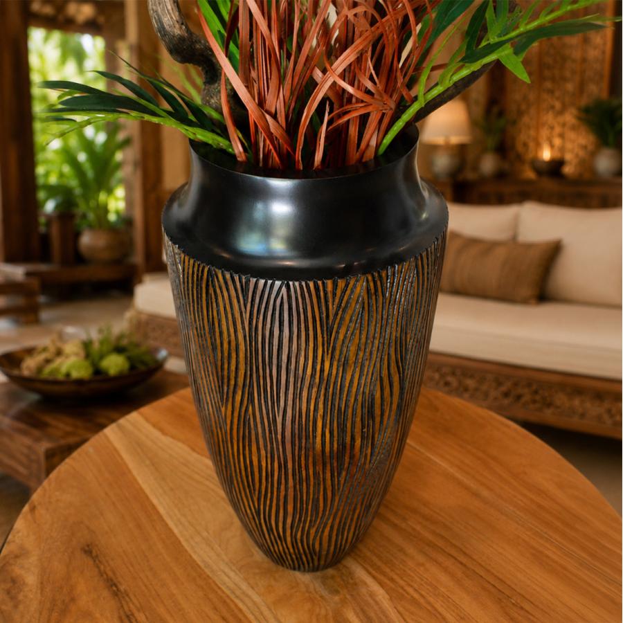 フラワーベース 花瓶 木製 大型 花器 40cm 枝もの 枝物 玄関 リビング