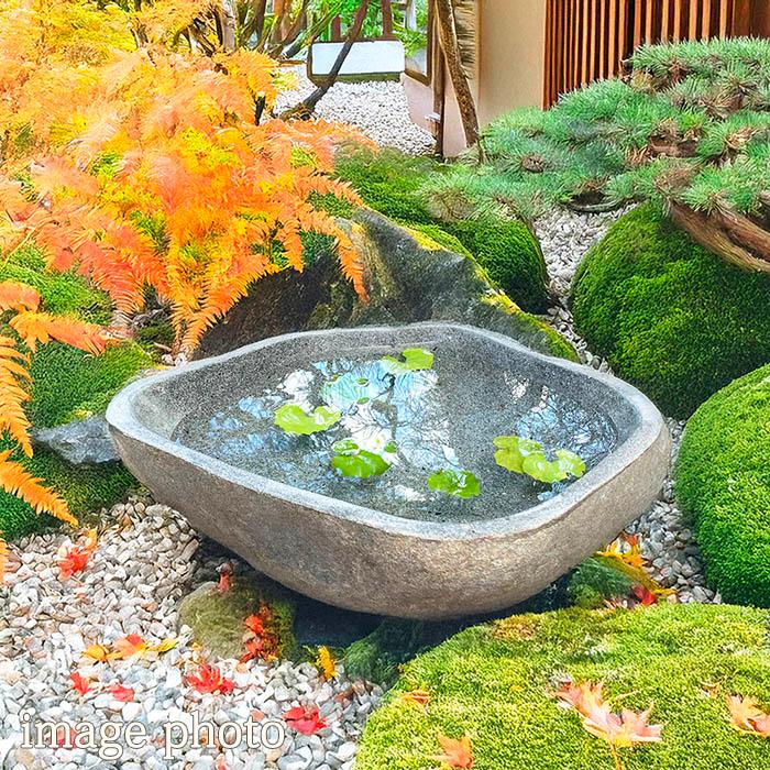 つくばい ガーデニング 庭 オブジェ メダカ 金魚 殿白窯 民芸 - 工芸品