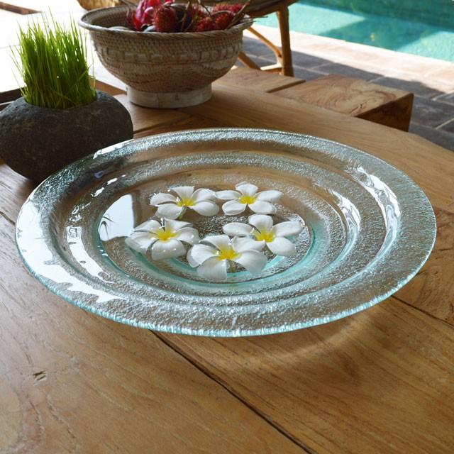 花器 ガラス 水盤 おしゃれ 睡蓮鉢 花瓶 ボウル バリ雑貨 アジアン雑貨