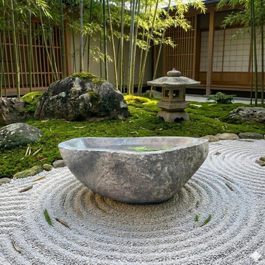 つくばい 手水鉢 水鉢 睡蓮鉢 石 大型 蹲 スイレン鉢 ハス鉢 水盤 坪庭