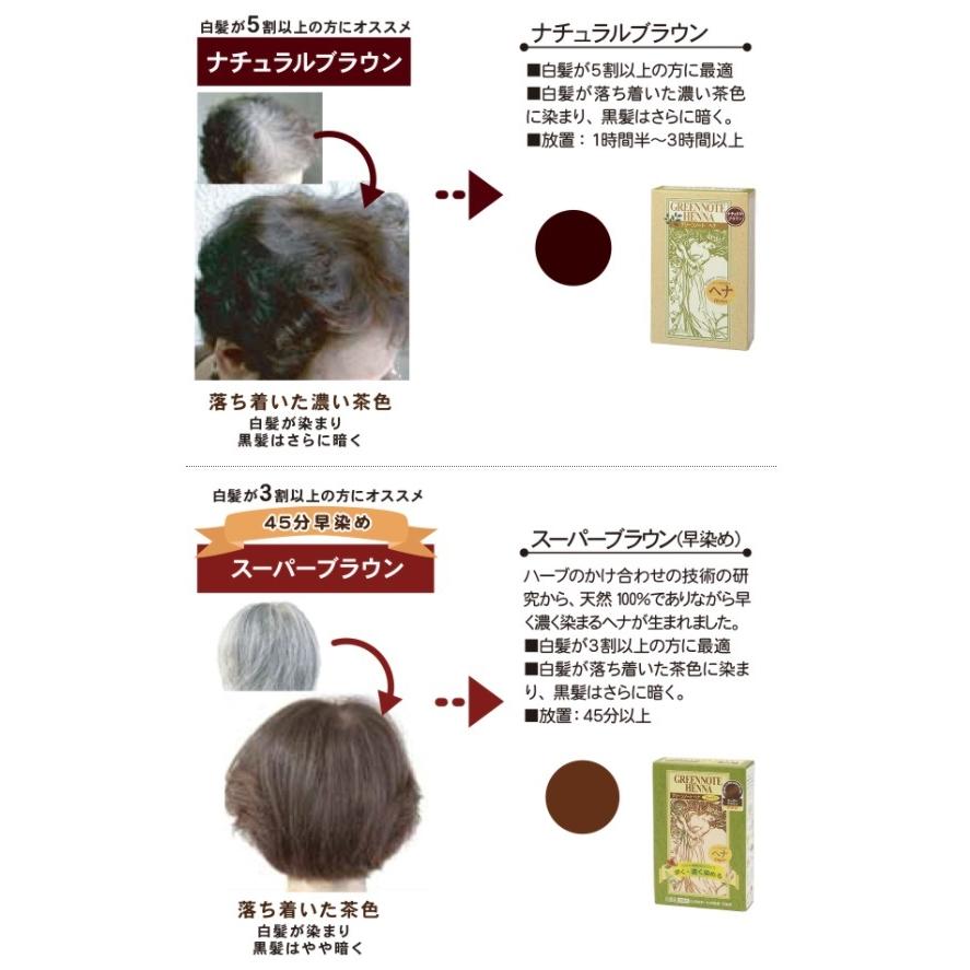 白髪染め ヘナ ｜ 早染めスーパーブラウン 100g グリーンノート 天然