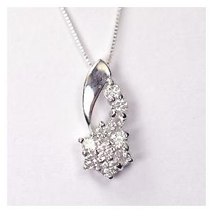 K10WG・ダイヤ0.3ct（SIクラス・鑑別書カード付）　スウィートフラワーペンダント　（ネックレス）