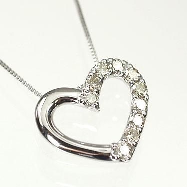 【ダイヤモンドネックレス】K18WG・ダイヤ0.3ct　　アニバーサリー10　結婚10周年ハートペンダント（ネックレス）