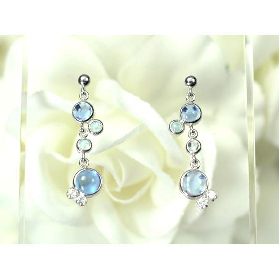 K14WG・CZ＆SBT＆BQZ　ウォータードロップピアス