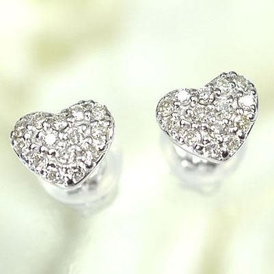 ダイヤモンドピアスパヴェハート】K18WG・ダイヤモンド0.2ct ハート 