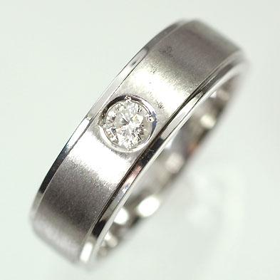 ホワイトゴールド】K18WG・ダイヤモンド0.15ct メンズリング（指輪） 指輪 