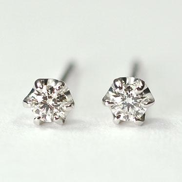 ダイヤモンドピアス】K18WG・ダイヤ0.08ct（VSクラス・H&C・鑑別書 