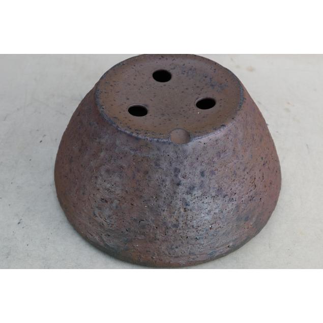 盆栽鉢】 時代鉢 凡才作 焼締丸鉢（径28cm 無傷）いよじ園