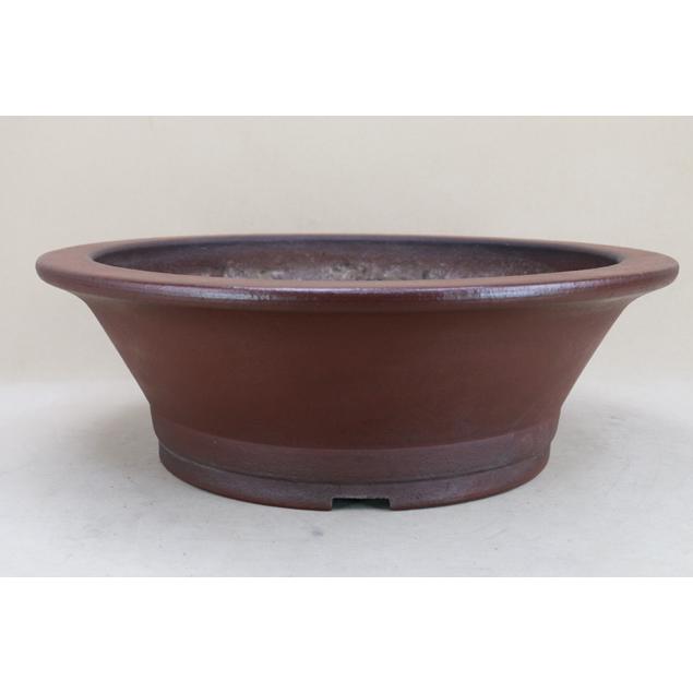 盆栽鉢】 時代鉢 真山 烏泥外緑楕円鉢 （左右41.5cm 無傷）いよじ園 