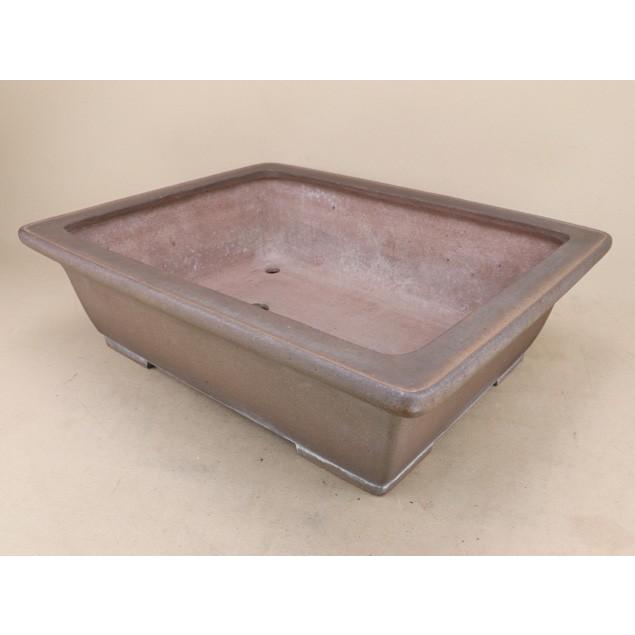 ⭐️完成品⭐️ 送料無料【盆栽鉢】 時代鉢 瓢箪印 小松泉作 紫泥外縁長方鉢（大型サイズ / 足裏ホツ有）いよじ園 【4022223706】(20700円)