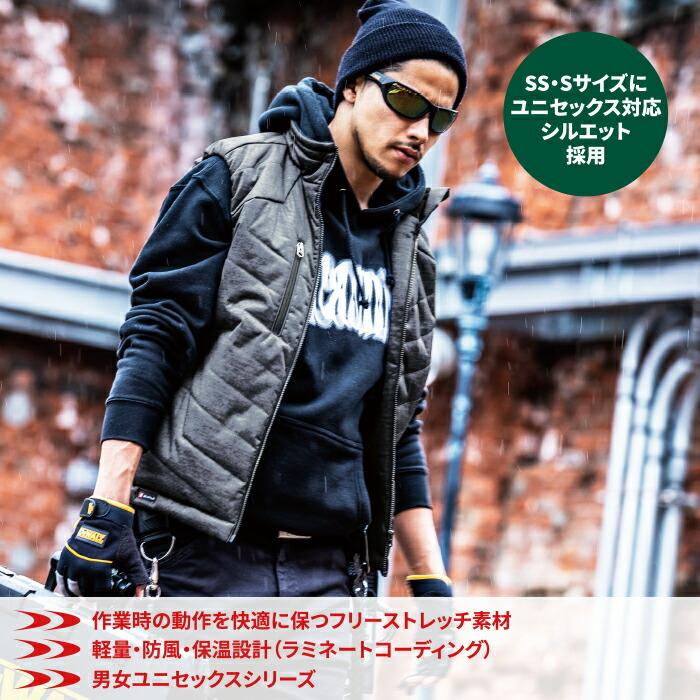 caledoor パッカブルリバーシブルベスト 中綿 日本製 BURTLE（バートル） 作業服 作業着 BURTLE 7414 防風ストレッチ軽量