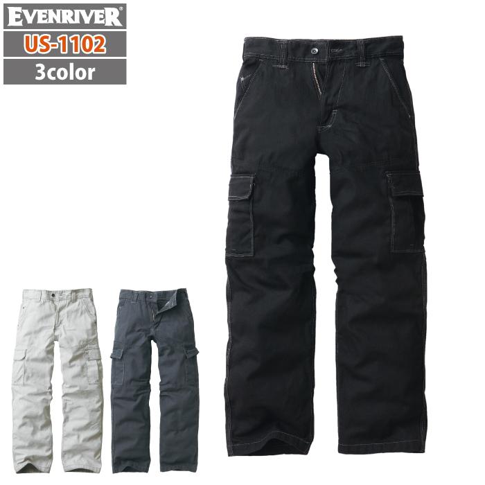 イーブンリバー EVENRIVER 作業服 US-1102 フィッシャーストライプカーゴ S-4L 秋冬用 作業着 おしゃれ | EVENRIVER