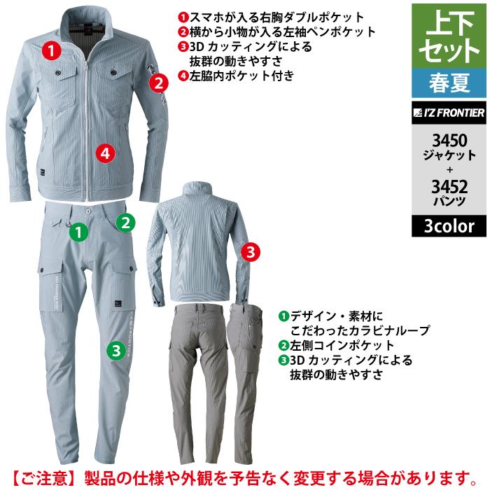 I'Z FRONTIER アイズフロンティア 作業服 上下セット 3450 ストライプ