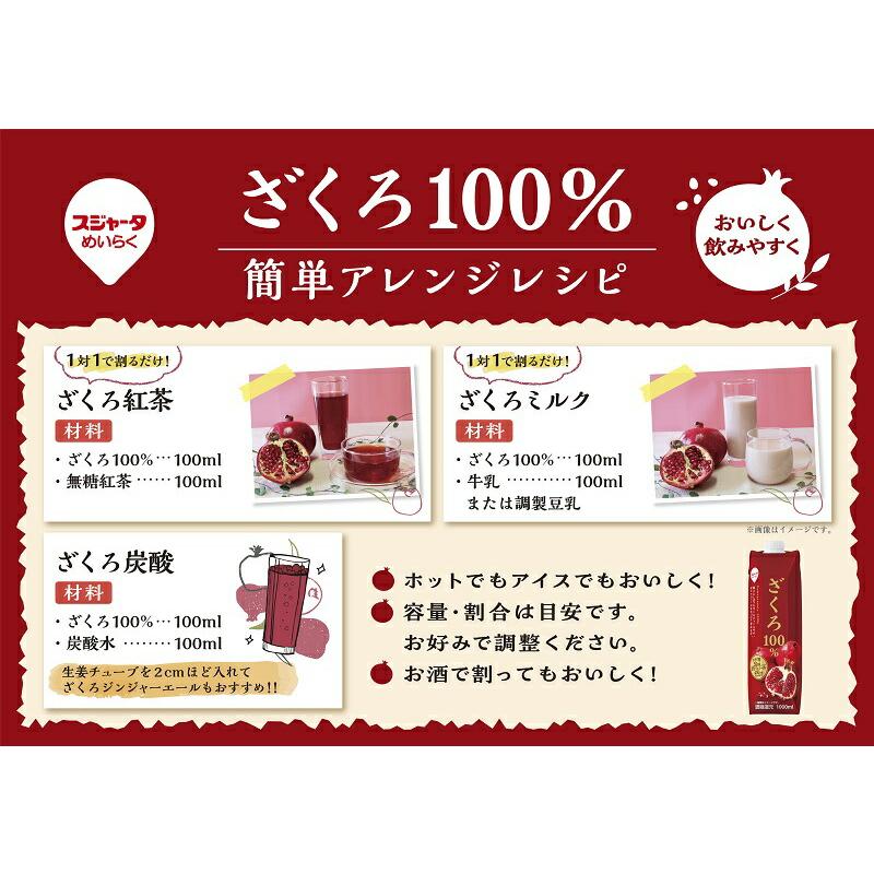 スジャータめいらく スジャータ ざくろ100% パック 1000ml 12本 スジャータめいらく スジャータ ざくろ100% パック 1000ml 12本