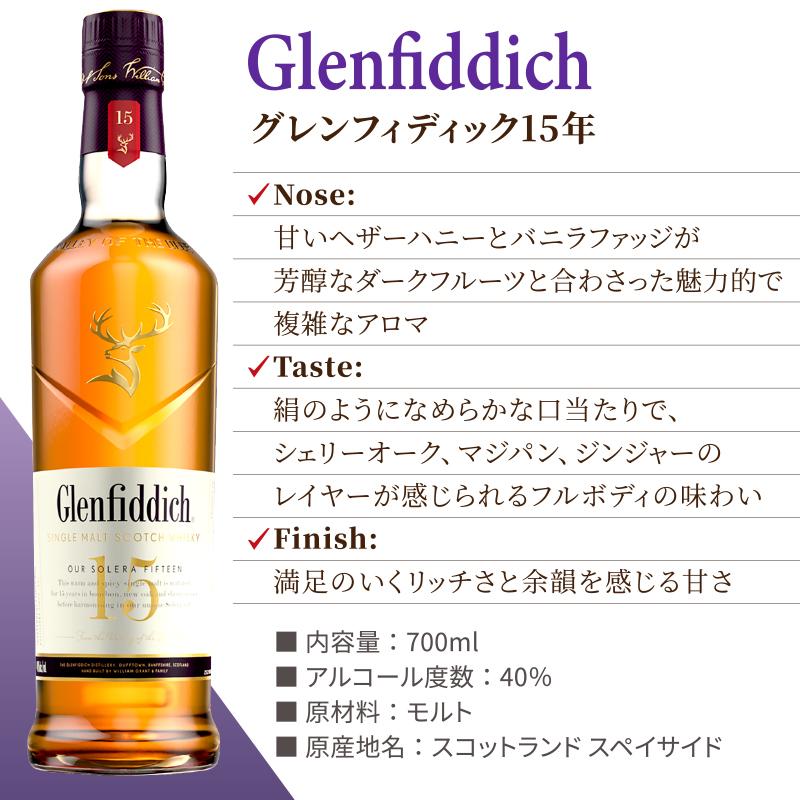 スコッチウイスキー グレンフィディック 15年 ペアタンブラーグラス付