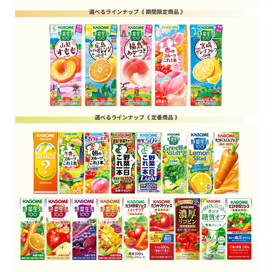 カゴメ 野菜ジュース ポイント5倍 選べる3ケースセット 200ml/195ml 72