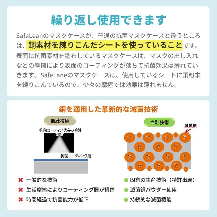 マスクケース 抗菌 除菌 消臭 持ち運び ポーチ 銅 イオン 生乾き臭対策 safe lean セーフリーン 1枚｜izonenewyork｜08