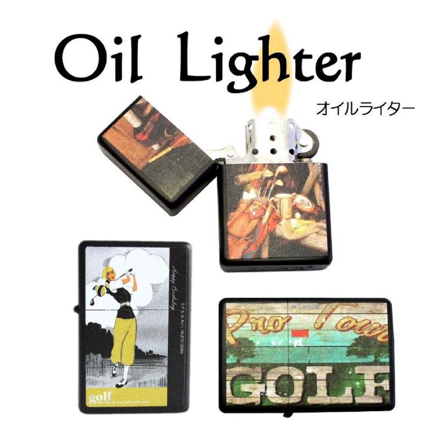 ライター オイルライター 喫煙具 ゴルフ柄 Golf lighter 全6種類 ギフト 艶消しマットブラック | 