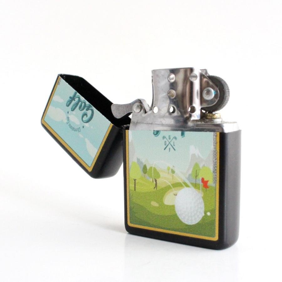 ライター オイルライター 喫煙具 ゴルフ柄 Golf lighter 全6種類 ギフト 艶消しマットブラック |  | 03