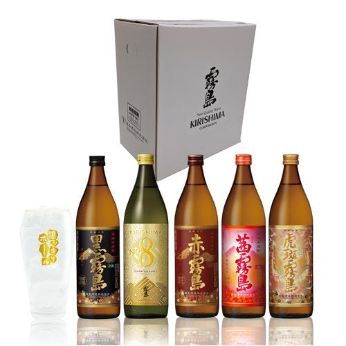 本格芋焼酎　各種900ml 5本セット 芋焼酎 霧島 飲み比べセット 900ml 5本セット + グラス付き (各1本