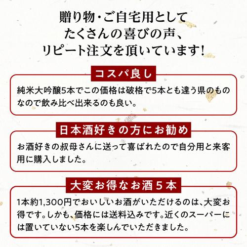 6/1限定 全品P2倍 父の日 日本酒 純米大吟醸 720ml 5本 飲み比べ 半額