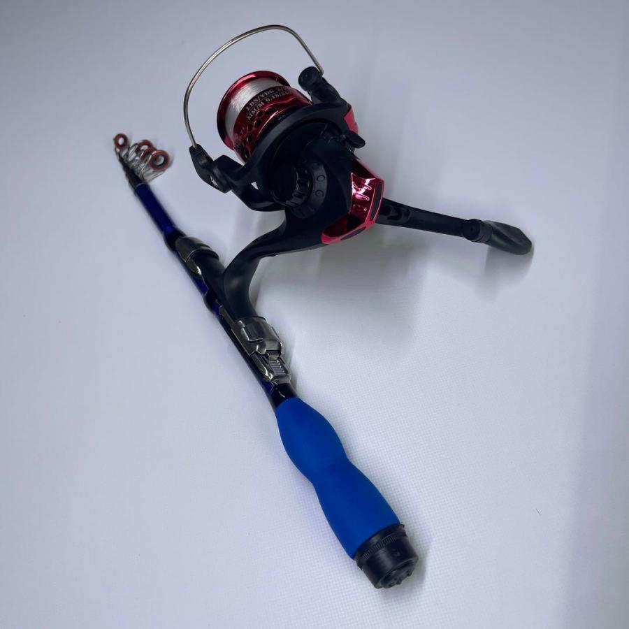 1m竿 リールセット 糸付き コンパクトロッド 釣り竿 短竿 ブラクリ