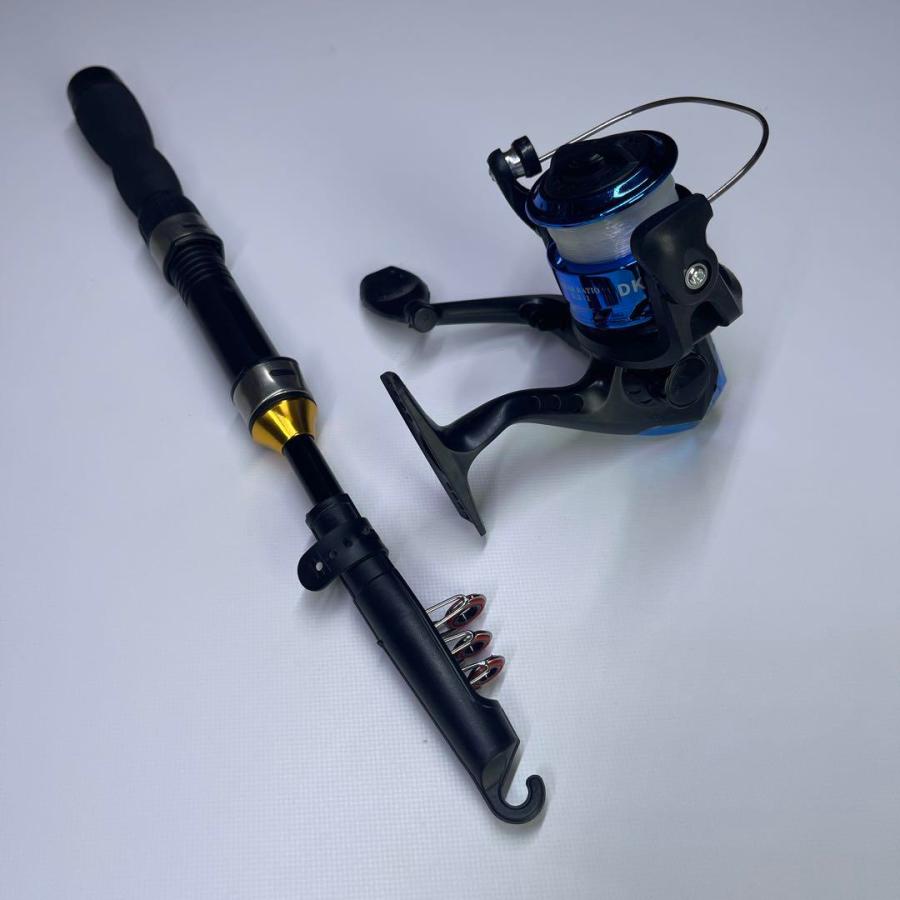 釣り竿リール一式 1m竿 リールセット 糸付き コンパクトロッド 釣り竿 短竿 ブラクリ