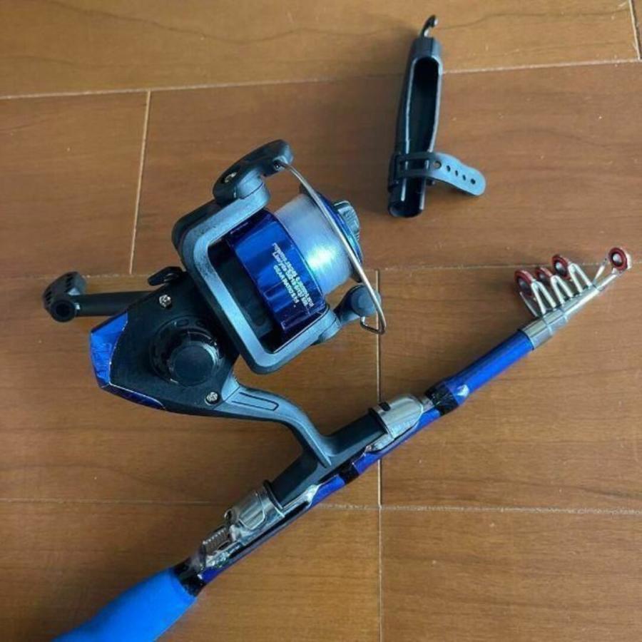 1m竿 リールセット 糸付き コンパクトロッド 釣り竿 短竿 ブラクリ