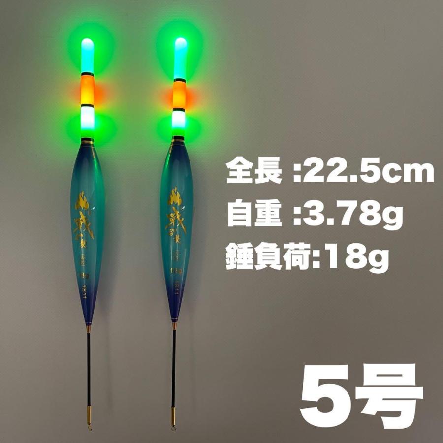 電気ウキ 電気ウキ 棒ウキ ウキトップ 5号 2本セット タイプA対応 3点発光 夜