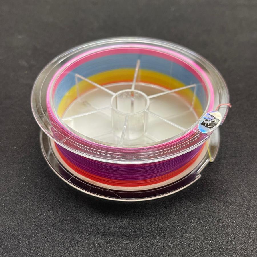 PEライン 100m X8 8本編み 8本撚り マルチカラー 5色 10m毎 0.6