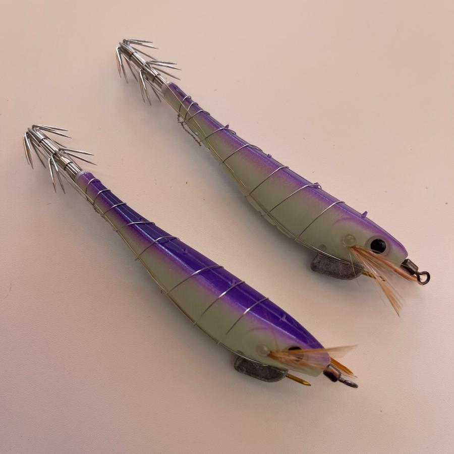 エサ巻き餌木 夜光パープル 紫 餌木 スルメイカ ヤリイカ 剣先 ウキ