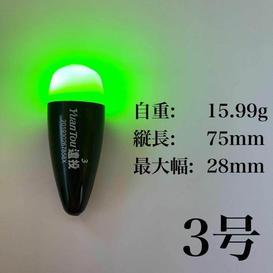 遠投電気ウキ 3号 玉ウキ 緑 赤 中通し 電池式 高輝度 明るい 夜釣り