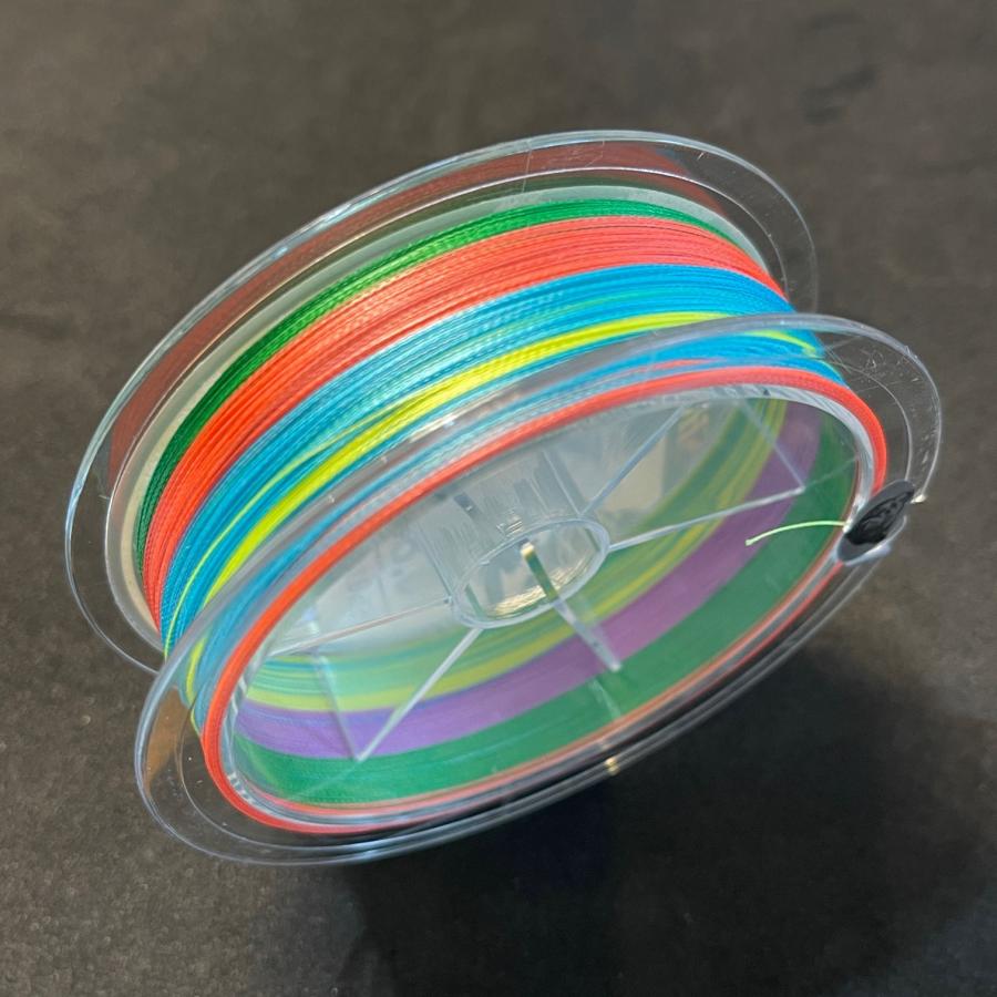 PEライン マルチカラー色 100m 4本編 0.4号 0.6号 0.8号 1号 1.2号